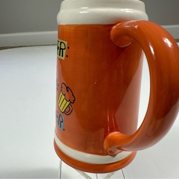 Hallmark Shoebox Beer It's What's For Dinner Orange & White Large Stein Cup Mug - Picture 5 of 8